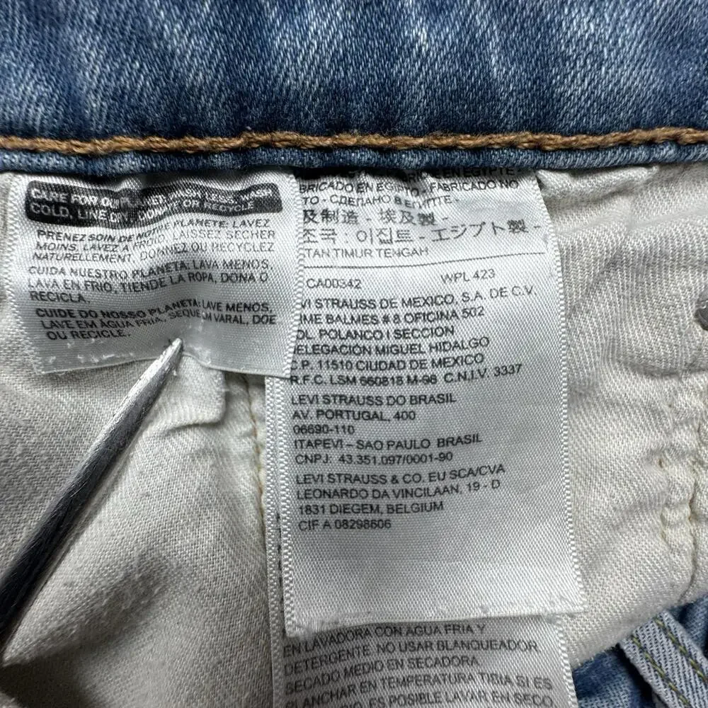 Levi's 514 Jeans Mens 32x30 Blue Ripped Distressed Straight Leg Denim Pants